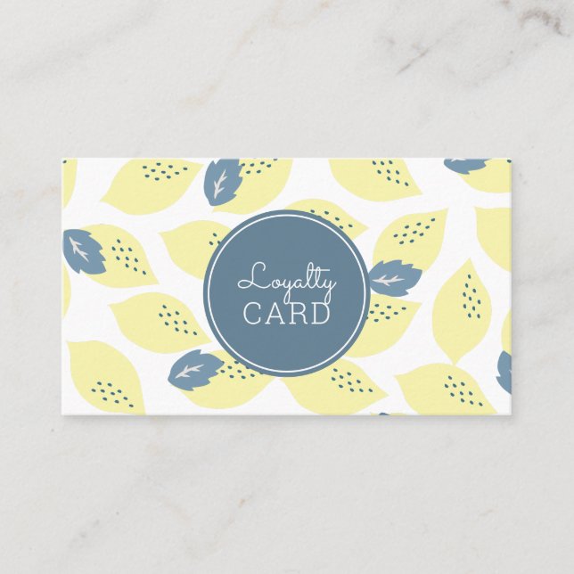 Lemon Citrus Pattern Cute Yellow Loyalty Card (Front)