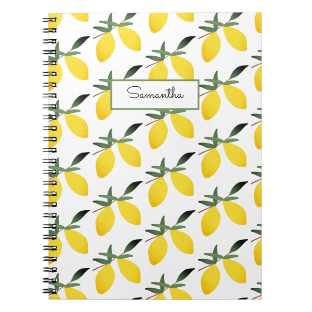 Lemon Citrus Pattern Name Notebook (Front)