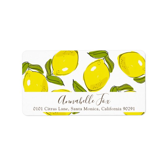 Lemon Citrus Pattern White Return Address Label