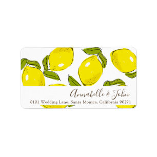 Lemon Citrus Pattern White Return Address Label