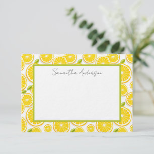 Lemon Citrus Personalized Flat Note Card