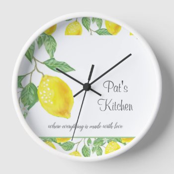 Lemon Citrus Personalized Kitchen Wall Clock by Susang6 at Zazzle