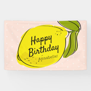 Lemon Citrus Pink Birthday Banner