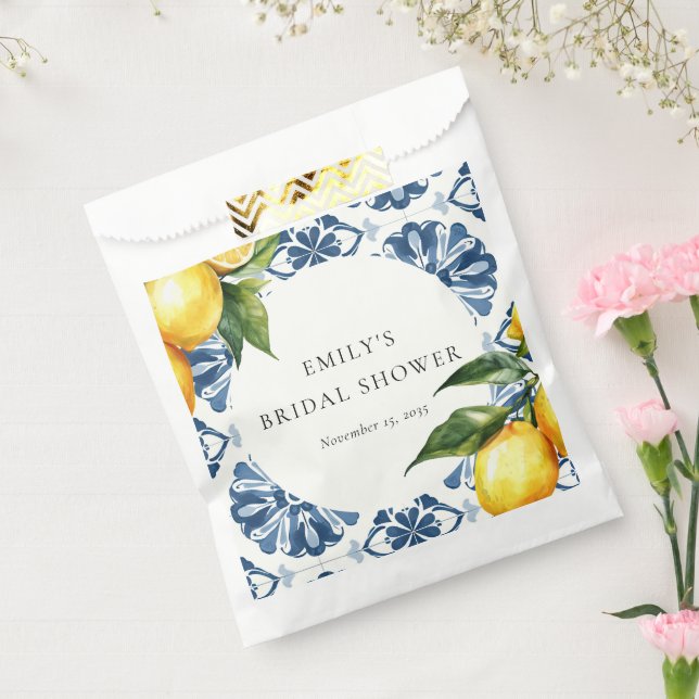 Lemon Citrus Positano Italian Bridal Shower Favor Bag (Sealed)
