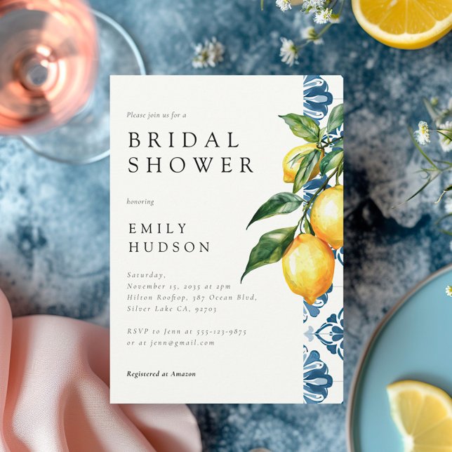 Lemon Citrus Positano Italian Bridal Shower Invitation (Creator Uploaded)