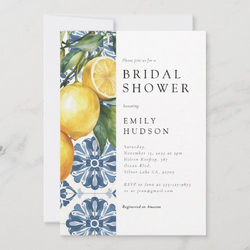 Lemon Citrus Positano Italian Bridal Shower Invitation
