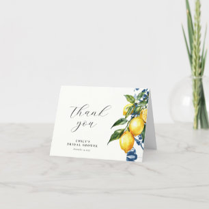 Lemon Citrus Positano Italian Bridal Shower Letterpress Thank You Card