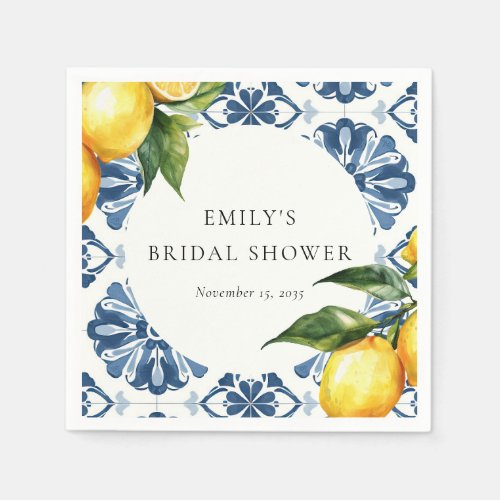 Lemon Citrus Positano Italian Bridal Shower Napkins