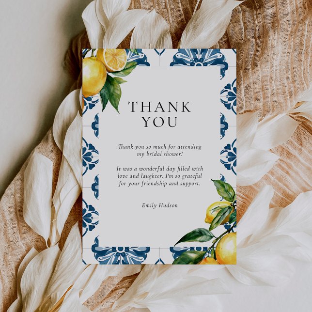 Lemon Citrus Positano Italian Bridal Shower Thank You Card (Creator Uploaded)