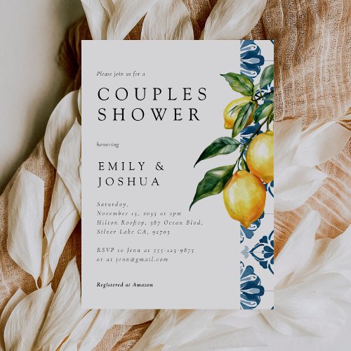 Lemon Citrus Positano Italian Couples Shower Invitation