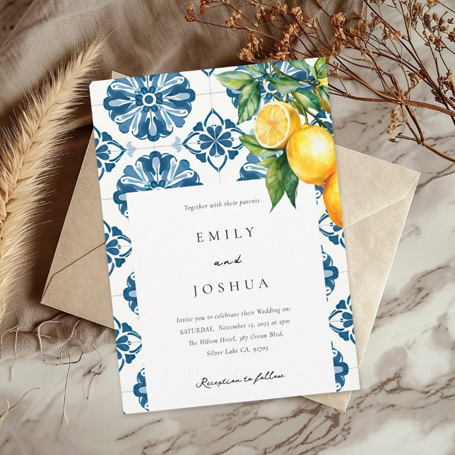 Lemon Citrus Positano Italian Wedding Invitation (Creator Uploaded)