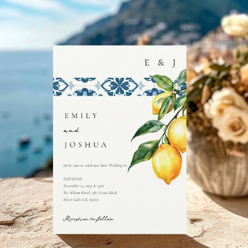 Lemon Citrus Positano Italian Wedding Invitation