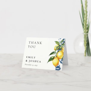 Lemon Citrus Positano Italian Wedding Letterpress Thank You Card