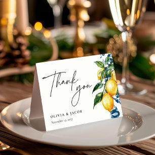 Lemon Citrus Positano Italian Wedding Letterpress Thank You Card