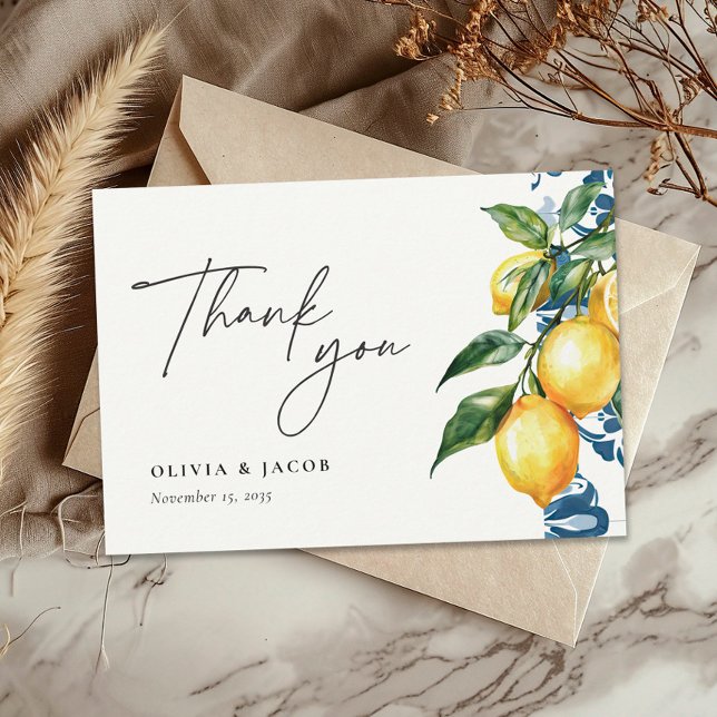 Lemon Citrus Positano Italian Wedding Thank You Card (Creator Uploaded)