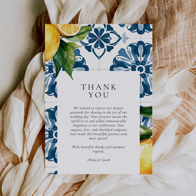 Lemon Citrus Positano Italian Wedding Thank You Card (Creator Uploaded)