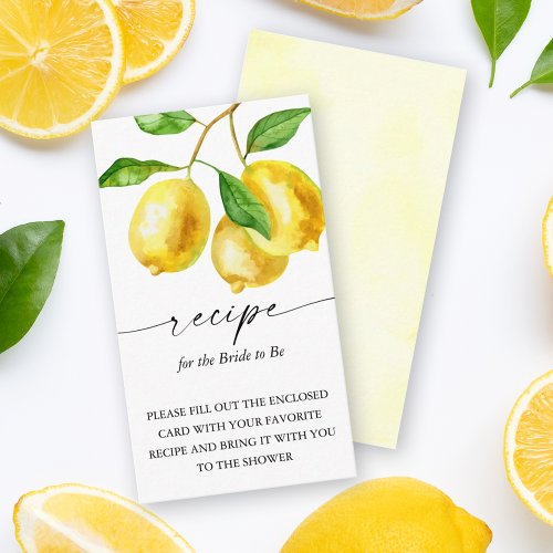 Lemon Citrus Recipe for the Bride Enclosure Card