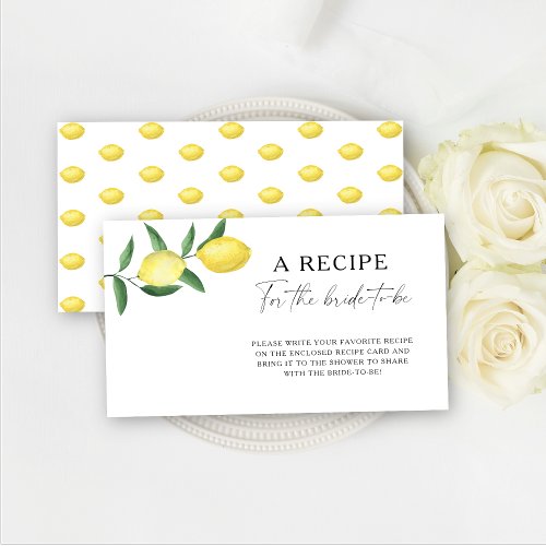 Lemon Citrus _ Recipe for the bride to be Enclosure Card