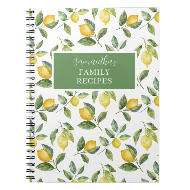 Lemon Citrus Recipe  Notebook (Front)