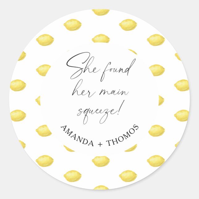 Lemon Citrus - She found her main squeeze Classic Round Sticker (Front)