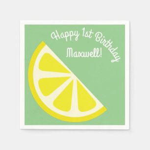 Lemon Citrus Slice Cute 1st Birthday Party Napkins