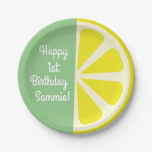 Lemon Citrus Slice Cute 1st Birthday Plates