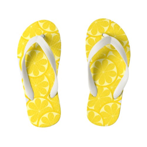 Lemon Citrus Slice Kids Flip Flops