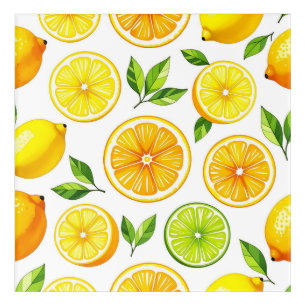 Lemon Citrus Slice Pattern Acrylic Print