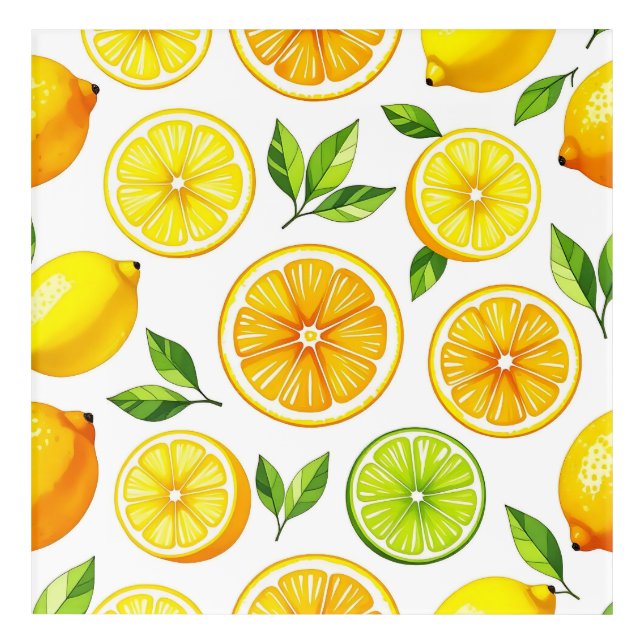 Lemon Citrus Slice Pattern Acrylic Print (Front)