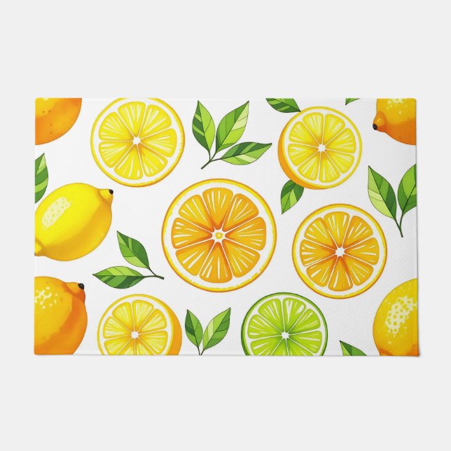 Lemon Citrus Slice Pattern Doormat (Front)