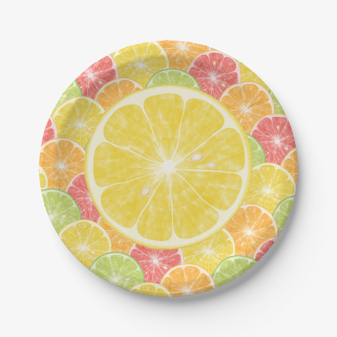 Lemon Citrus Slices Paper Plates | Zazzle