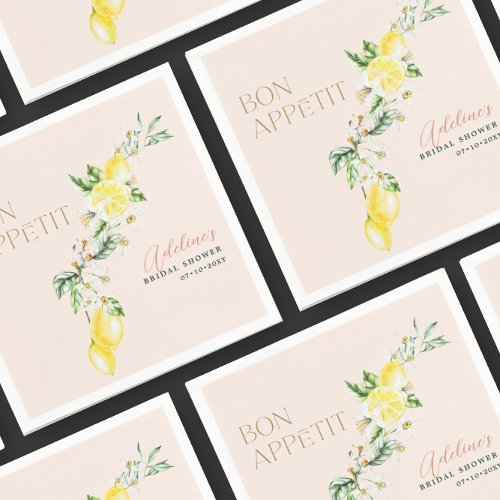 Lemon Citrus Soft Blush Main Squeeze Bridal Shower Napkins