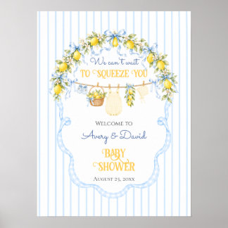 Lemon Citrus Squeeze Baby Shower Boy Clothes Bow Poster