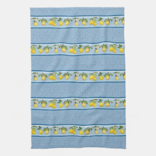 Lemon Citrus Stripe Farmhouse Blue French Country Kitchen Towel
