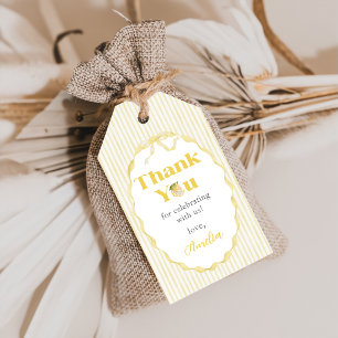 Lemon Citrus Stripes Baby Shower Gift Tags