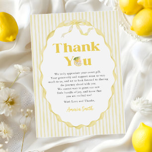 Lemon Citrus Stripes Baby Shower Thank You Card