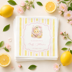 Lemon Citrus Stripes Girl Baby Shower Napkins