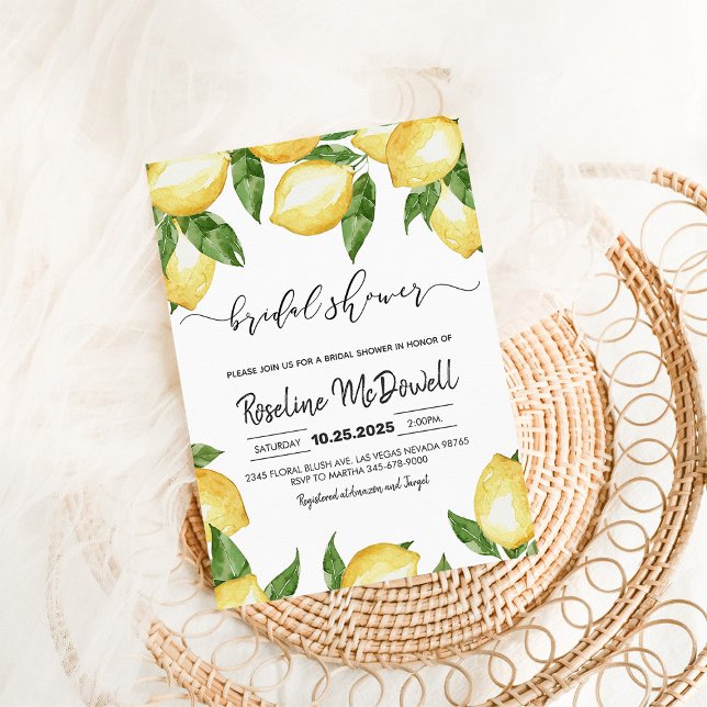 Lemon Citrus Summer Bridal Shower Invitation (Creator Uploaded)
