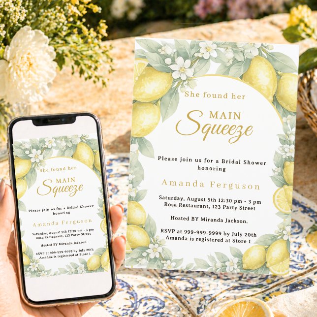 Lemon citrus summer garden Bridal Shower Invitation (Creator Uploaded)