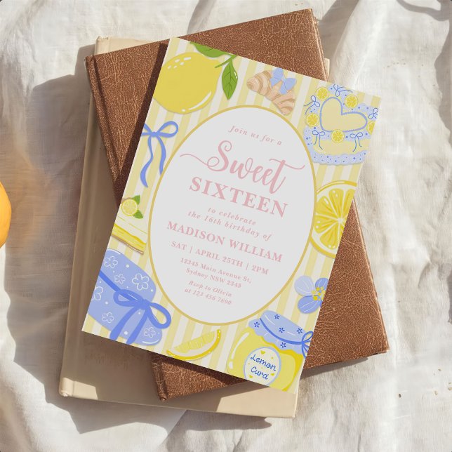 Lemon Citrus Summer Lemonade 16th Birthday Invitation (Creator Uploaded)