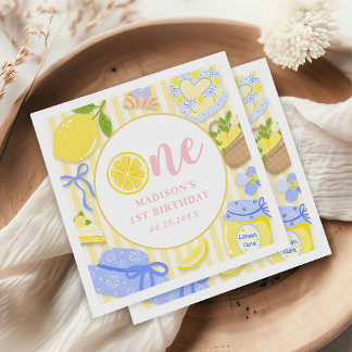 Lemon Citrus Summer Lemonade 1st Birthday Party  Napkins