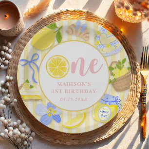Lemon Citrus Summer Lemonade 1st Birthday Party Paper Plates