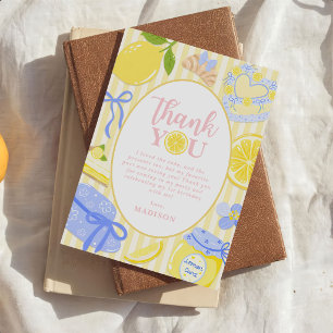 Lemon Citrus Summer Lemonade 1st Birthday Party  Thank You Card