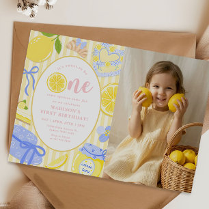 Lemon Citrus Summer Lemonade 1st Birthday Photo Invitation