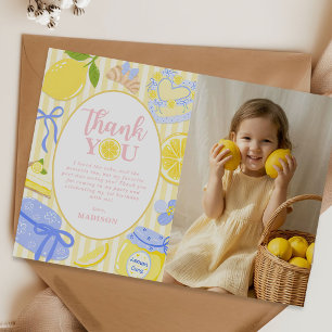 Lemon Citrus Summer Lemonade 1st Birthday Photo Thank You Card