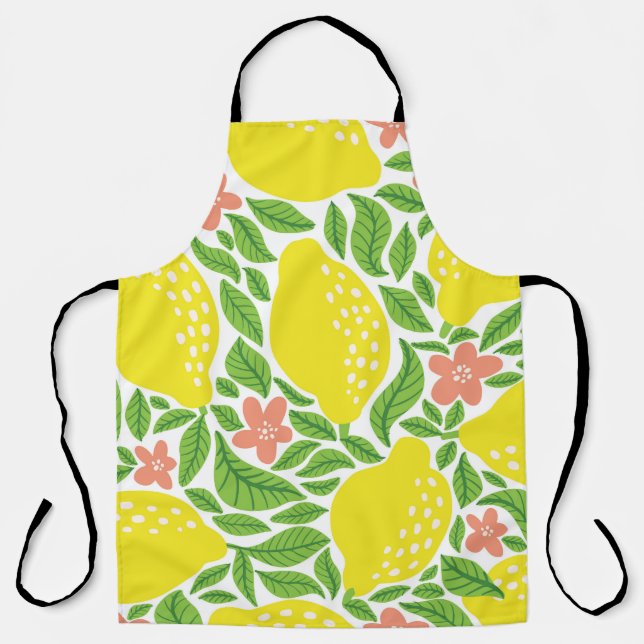 Lemon Citrus Summer Vintage Pattern Apron (Front)