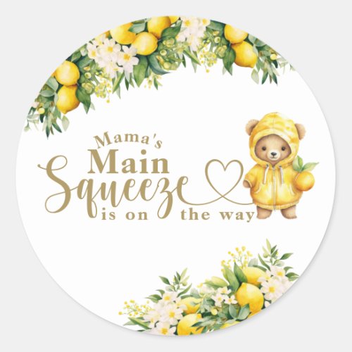 Lemon Citrus Summer welcome Baby Shower  Classic Round Sticker