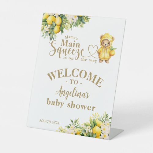Lemon Citrus Summer welcome Baby Shower  Pedestal Sign