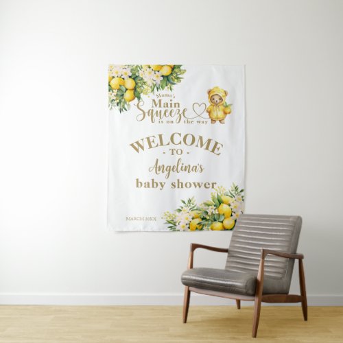 Lemon Citrus Summer welcome Baby Shower  Tapestry