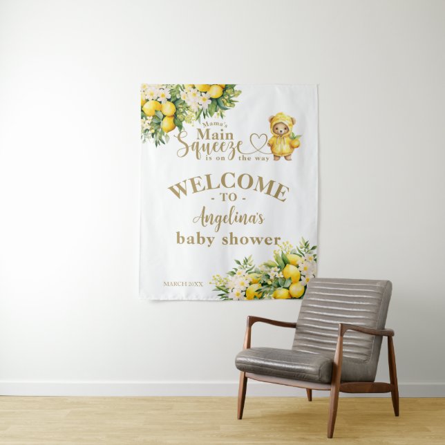 Lemon Citrus Summer welcome Baby Shower  Tapestry (In Situ)